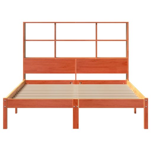 Letto Libreria Senza Materasso Marrone Cera 160x200 Cm In Pino - Image 4