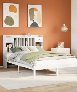 Letto Libreria Senza Materasso Bianco 140x200 Cm Legno Di Pino