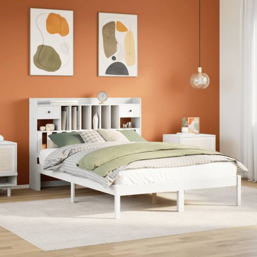 Letto Libreria Senza Materasso Bianco 140x200 Cm Legno Di Pino