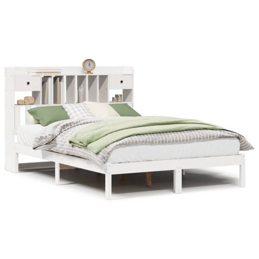 Letto Libreria Senza Materasso Bianco 140x200 Cm Legno Di Pino - Image 2