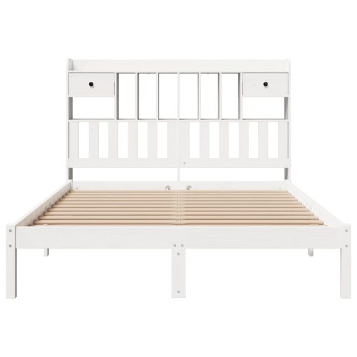 Letto Libreria Senza Materasso Bianco 140x200 Cm Legno Di Pino - Image 4