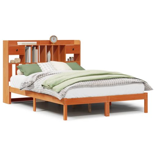 Letto Libreria Senza Materasso Marrone Cera 140x190 Cm In Pino - Image 2