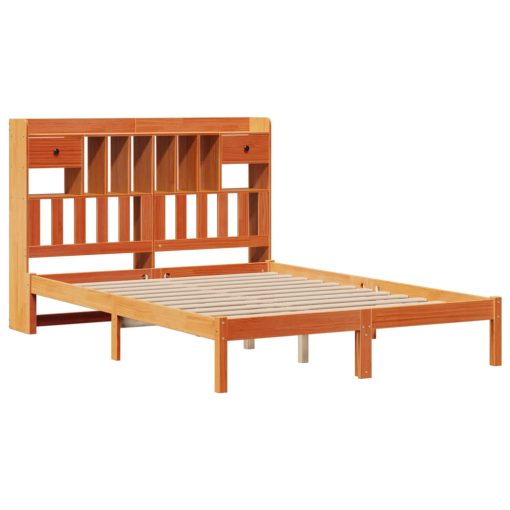 Letto Libreria Senza Materasso Marrone Cera 140x190 Cm In Pino - Image 3
