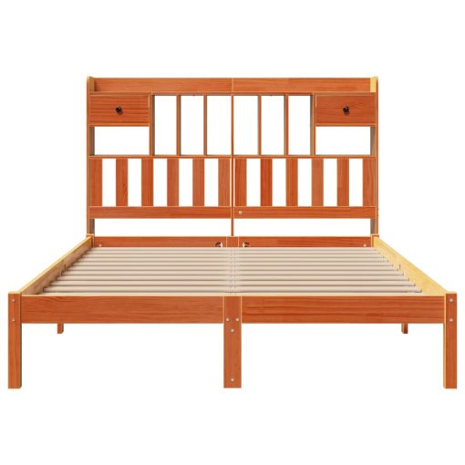 Letto Libreria Senza Materasso Marrone Cera 140x190 Cm In Pino - Image 4