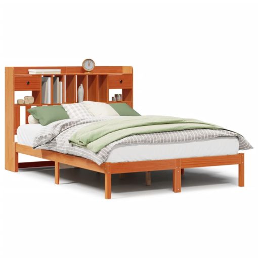 Letto Libreria Senza Materasso Marrone Cera 140x200 Cm In Pino - Image 2