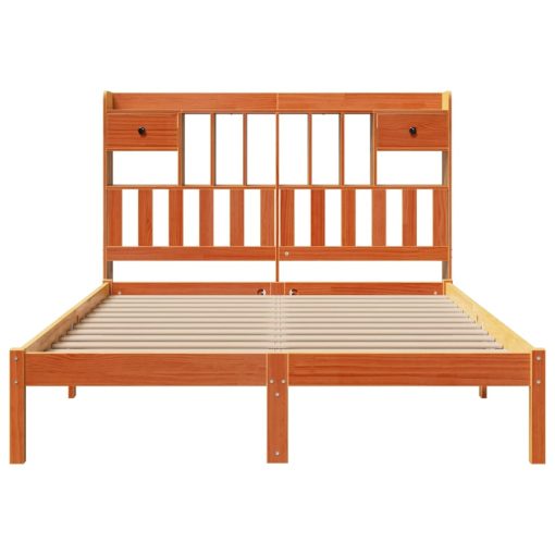 Letto Libreria Senza Materasso Marrone Cera 140x200 Cm In Pino - Image 4