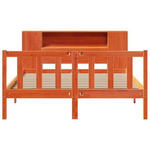 Letto Libreria Senza Materasso Marrone Cera 140x200 Cm In Pino - Image 4