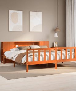 Letto Libreria Senza Materasso Marrone Cera 180x200 Cm In Pino