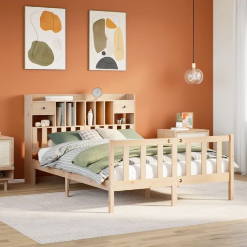 Letto Libreria Senza Materasso 150x200 Cm In Legno Di Pino