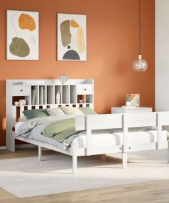 Letto Libreria Senza Materasso Bianco 140x190 Cm Legno Di Pino