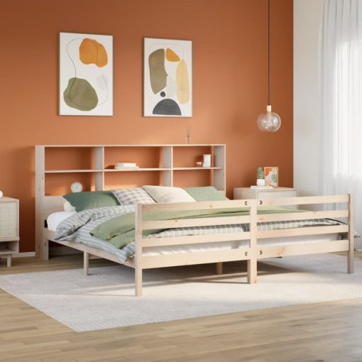 Letto Libreria Senza Materasso 200x200 Cm In Legno Di Pino