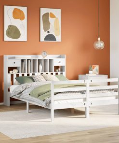 Letto Libreria Senza Materasso Bianco 140x190 Cm Legno Di Pino
