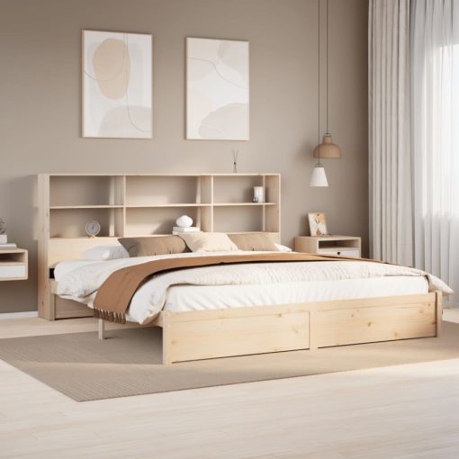 Letto Libreria Senza Materasso 200x200 Cm In Legno Di Pino