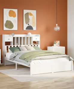 Letto Libreria Senza Materasso Bianco 140x190 Cm Legno Di Pino