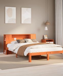Letto Libreria Senza Materasso Marrone Cera 140x200 Cm In Pino