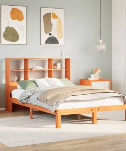 Letto Libreria Senza Materasso Marrone Cera 140x200 Cm In Pino