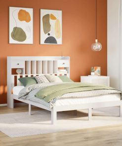 Letto Libreria Senza Materasso Bianco 140x190 Cm Legno Di Pino