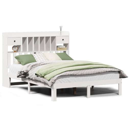 Letto Libreria Senza Materasso Bianco 140x190 Cm Legno Di Pino - Image 2