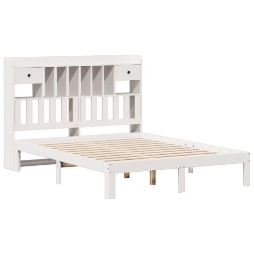 Letto Libreria Senza Materasso Bianco 140x190 Cm Legno Di Pino - Image 3