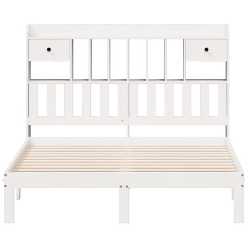Letto Libreria Senza Materasso Bianco 140x190 Cm Legno Di Pino - Image 4