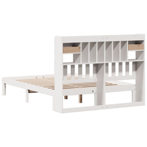 Letto Libreria Senza Materasso Bianco 140x190 Cm Legno Di Pino - Image 6