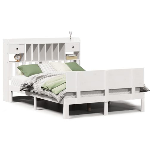 Letto Libreria Senza Materasso Bianco 140x190 Cm Legno Di Pino - Image 2