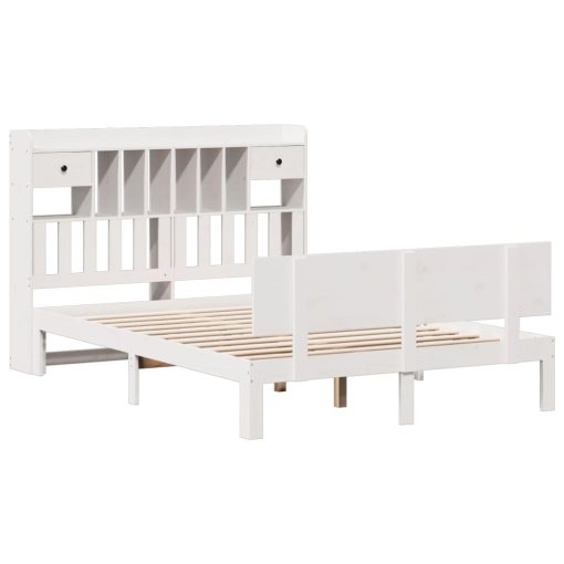 Letto Libreria Senza Materasso Bianco 140x190 Cm Legno Di Pino - Image 3