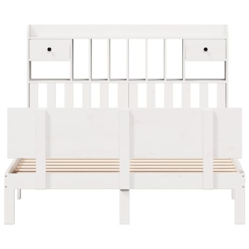 Letto Libreria Senza Materasso Bianco 140x190 Cm Legno Di Pino - Image 4