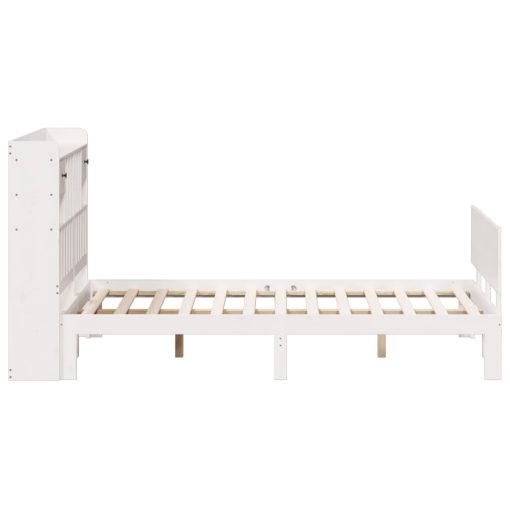 Letto Libreria Senza Materasso Bianco 140x190 Cm Legno Di Pino - Image 5