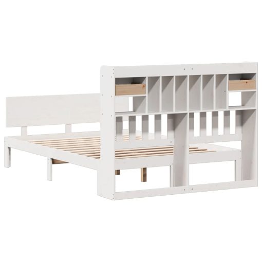 Letto Libreria Senza Materasso Bianco 140x190 Cm Legno Di Pino - Image 6