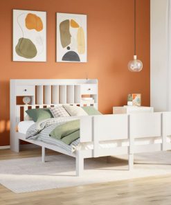 Letto Libreria Senza Materasso Bianco 140x200 Cm Legno Di Pino