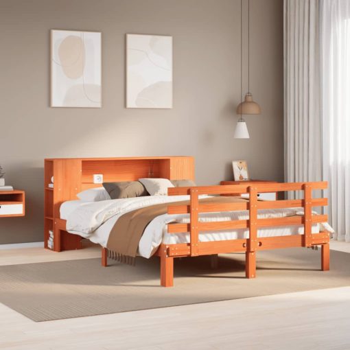 Letto Libreria Senza Materasso Marrone Cera 150x200 Cm In Pino