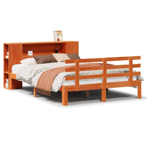 Letto Libreria Senza Materasso Marrone Cera 150x200 Cm In Pino - Image 2