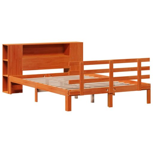 Letto Libreria Senza Materasso Marrone Cera 150x200 Cm In Pino - Image 3
