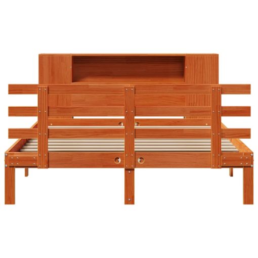 Letto Libreria Senza Materasso Marrone Cera 150x200 Cm In Pino - Image 4