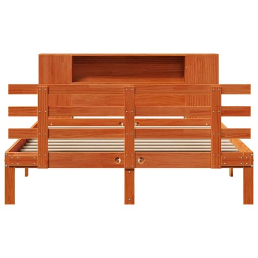 Letto Libreria Senza Materasso Marrone Cera 160x200 Cm In Pino - Image 4