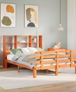 Letto Libreria Senza Materasso Marrone Cera 140x190 Cm In Pino