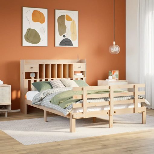 Letto Libreria Senza Materasso 140x190 Cm In Legno Di Pino
