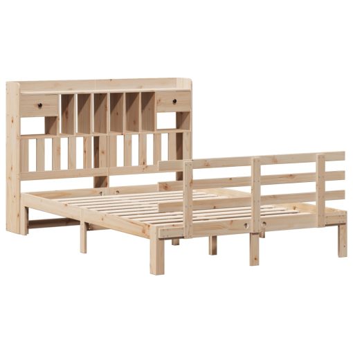 Letto Libreria Senza Materasso 140x190 Cm In Legno Di Pino - Image 3