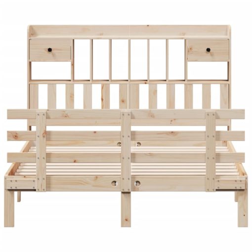 Letto Libreria Senza Materasso 140x190 Cm In Legno Di Pino - Image 4