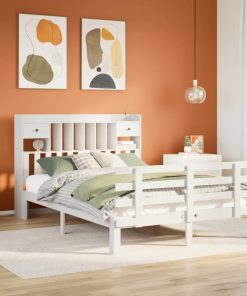 Letto Libreria Senza Materasso Bianco 140x190 Cm Legno Di Pino