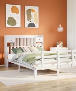 Letto Libreria Senza Materasso Bianco 140x200 Cm Legno Di Pino