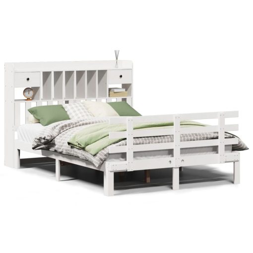 Letto Libreria Senza Materasso Bianco 140x200 Cm Legno Di Pino - Image 2