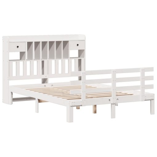 Letto Libreria Senza Materasso Bianco 140x200 Cm Legno Di Pino - Image 3