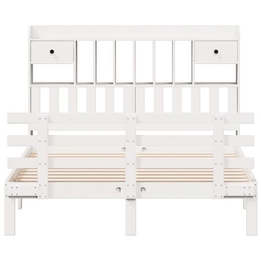 Letto Libreria Senza Materasso Bianco 140x200 Cm Legno Di Pino - Image 4