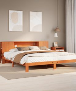 Letto Libreria Senza Materasso Marrone Cera 180x200 Cm In Pino