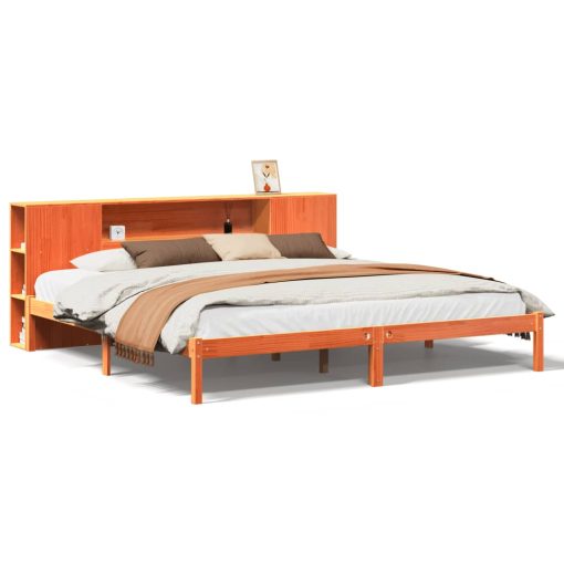 Letto Libreria Senza Materasso Marrone Cera 180x200 Cm In Pino - Image 2