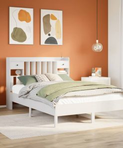 Letto Libreria Senza Materasso Bianco 140x190 Cm Legno Di Pino