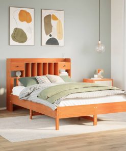 Letto Libreria Senza Materasso Marrone Cera 140x190 Cm In Pino