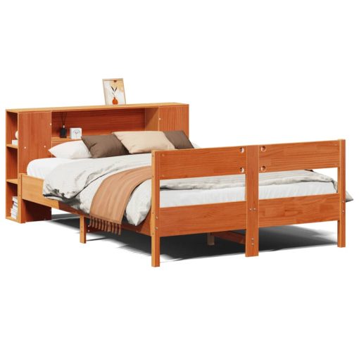 Letto Libreria Senza Materasso Marrone Cera 140x190 Cm In Pino - Image 2